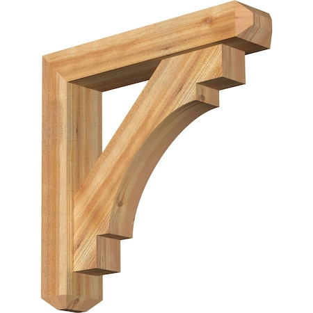 Merced Craftsman Rough Sawn Bracket W/ Offset Brace, Western Red Cedar, 6W X 30D X 30H